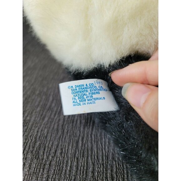 Dakin Vintage Ping Panda White Black Bear Bow Tie Stuffed Plush Toy Animal 1983 - Picture 11 of 11